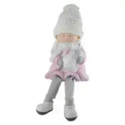 Figurina Craciun Copil din ceramica cu picioare mobile 31 CM