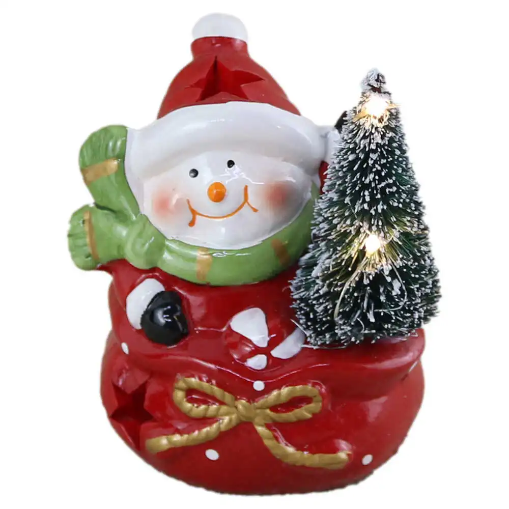 Figurina Craciun Om de zapada din ceramica cu led 10 CM Figurina Craciun Om de zapada din ceramica cu led 10 CM