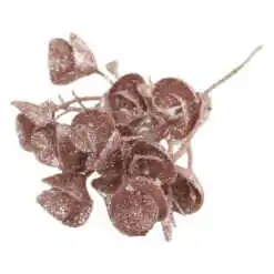 Pick decor creanga Roz /Alb cu glitter 26 CM