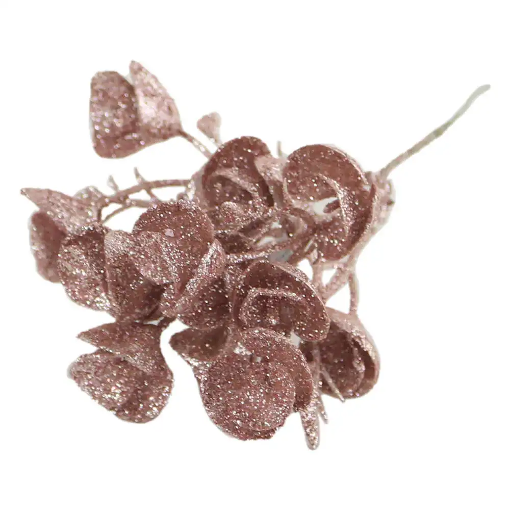 Pick decor creanga Roz /Alb cu glitter 26 CM