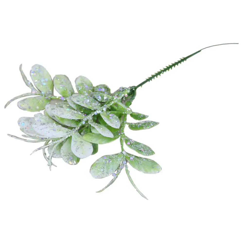 Pick decor creanga cu frunze si sclipici 25 CM Pick decor creanga cu frunze si sclipici 25 CM