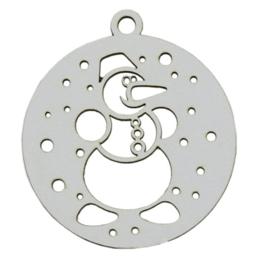 Ornament de brad din lemn 8x9 CM - Om de zapada