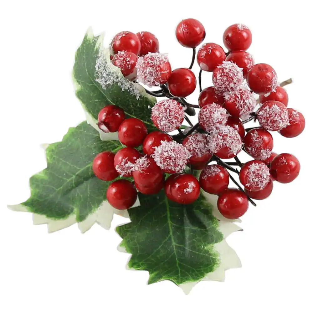Pick decor cu glitter si bobite rosii 15 CM Pick decor cu glitter si bobite rosii 15 CM