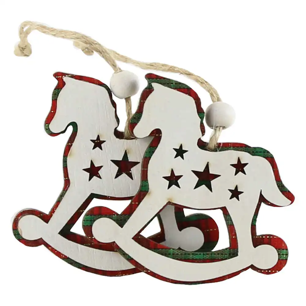 Set 2 ornamente de brad din lemn 7 CM Set 2 ornamente de brad din lemn 7 CM