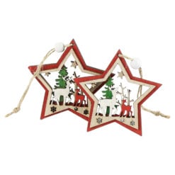 Set 2 ornamente de brad din lemn 8 CM