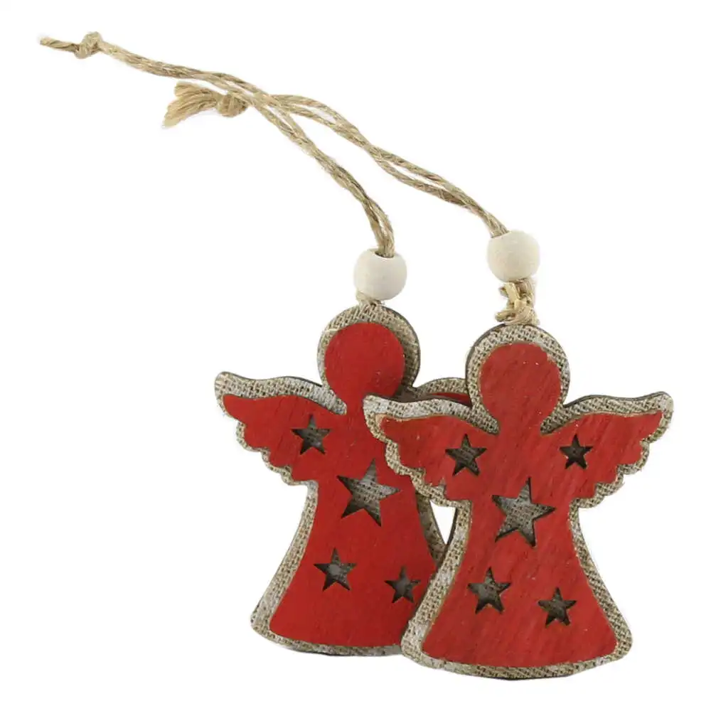 Set 2 ornamente de brad din lemn 7 CM