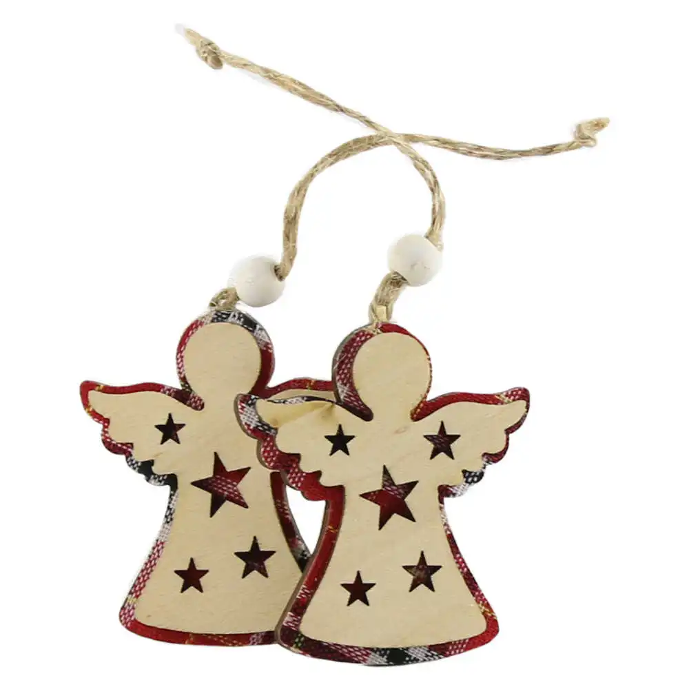 Set 2 ornamente de brad din lemn 7 CM