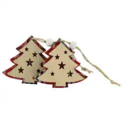 Set 2 ornamente de brad din lemn 7 CM