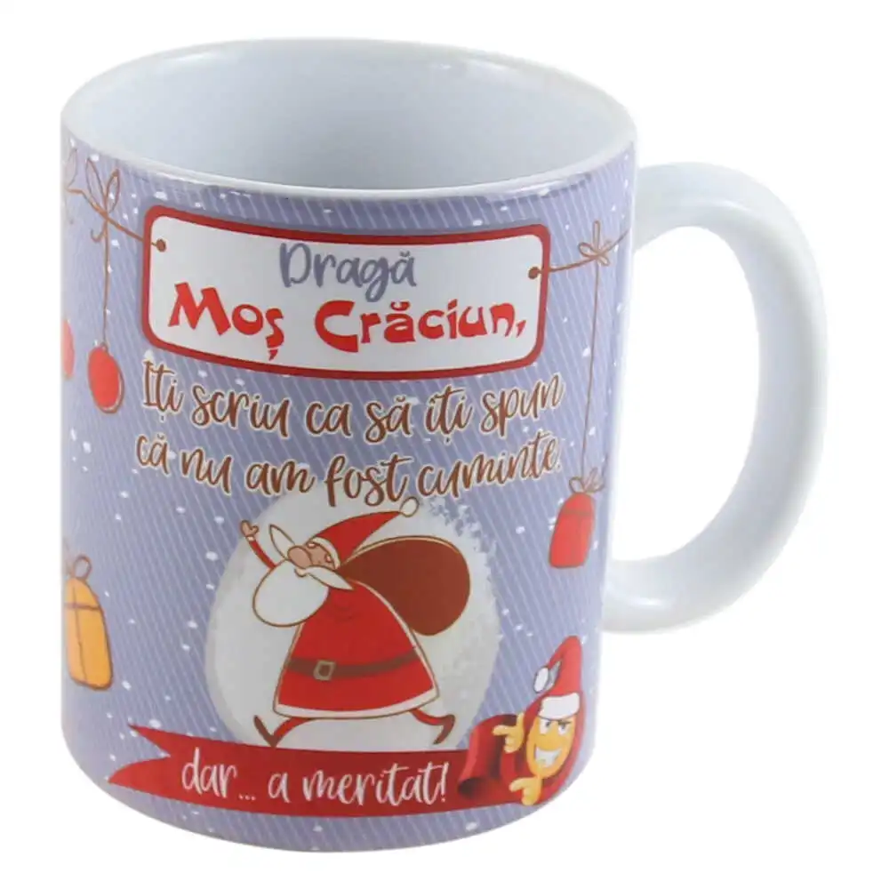 Cana ceramica "Draga Mos Craciun..." 330 ml