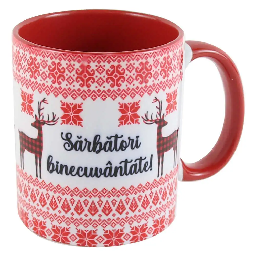 Cana ceramica "Sarbatori Binecuvantate!" 330 ml Cana ceramica "Sarbatori Binecuvantate!" 330 ml