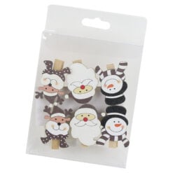 Set 6 ornamente de brad cu clema 4 CM Mos/ren/om de zapada