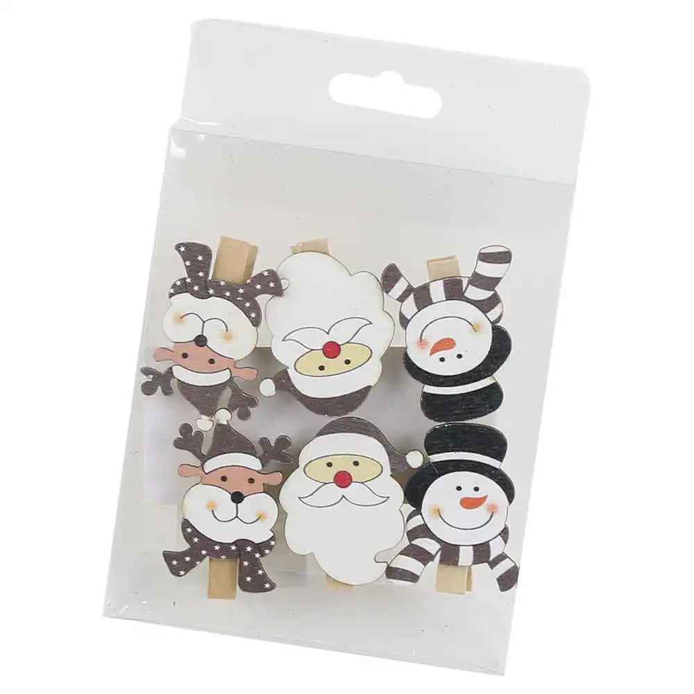 Set 6 ornamente de brad cu clema 4 CM Mos/ren/om de zapada