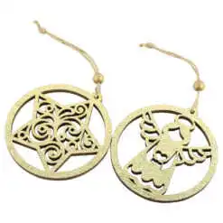 Set 2 ornamente de brad din lemn 9 CM