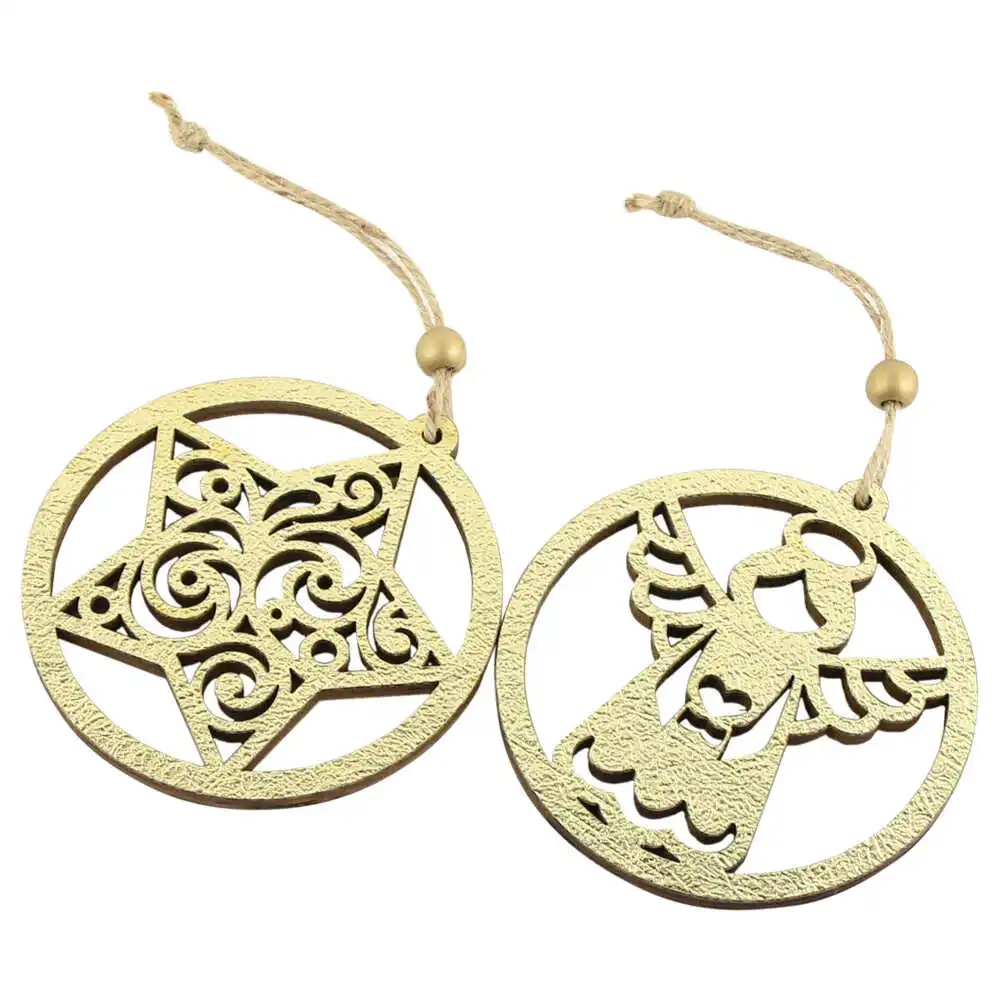 Set 2 ornamente de brad din lemn 9 CM