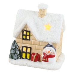 Casuta decorativa Craciun din ceramica cu led 10 CM