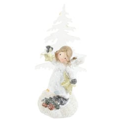 Figurina ingeras cu brad si led 17 CM