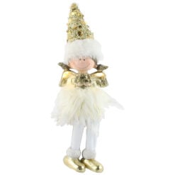 Figurina inger alb-auriu cu led 30 CM