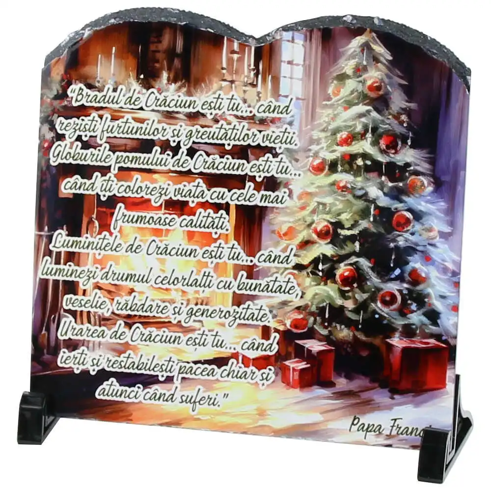 Placa decorativa "Bradul de craciun esti tu..." 20x19 CM