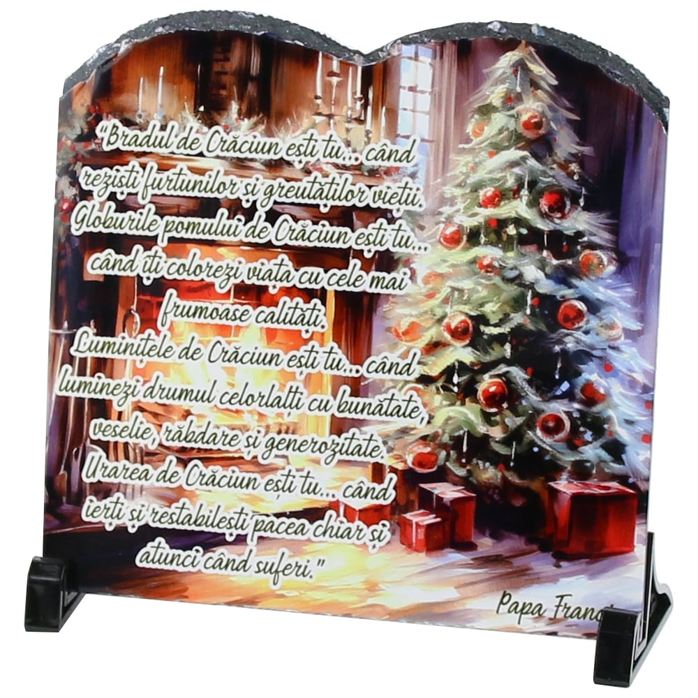 Placa decorativa "Bradul de craciun esti tu..." 20x19 CM Placa decorativa "Bradul de craciun esti tu..." 20x19 CM