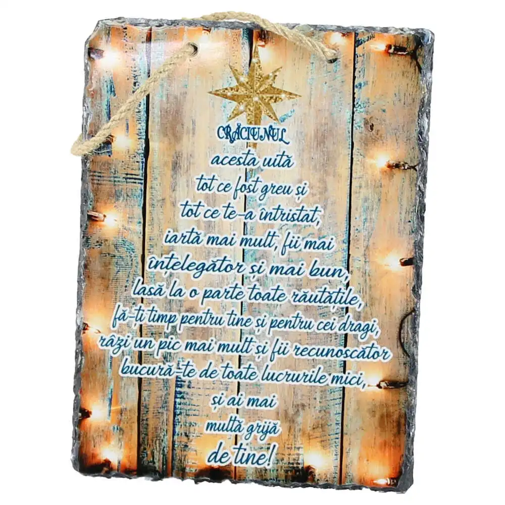 Placa ardezie de perete "Craciunul acesta uita..." 14x19 CM Placa ardezie de perete "Craciunul acesta uita..." 14x19 CM