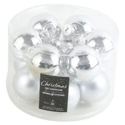 Set 12 globuri pentru brad din sticla Argintu 5 CM
