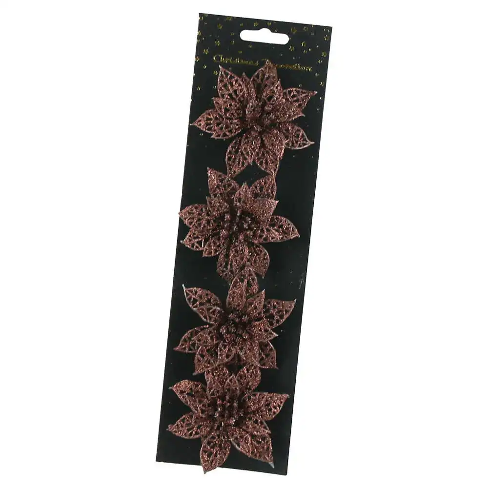 Set 4 ornament brad cu clama Floare 8 CM