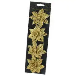 Set 4 ornament brad cu clama Floare 8 CM