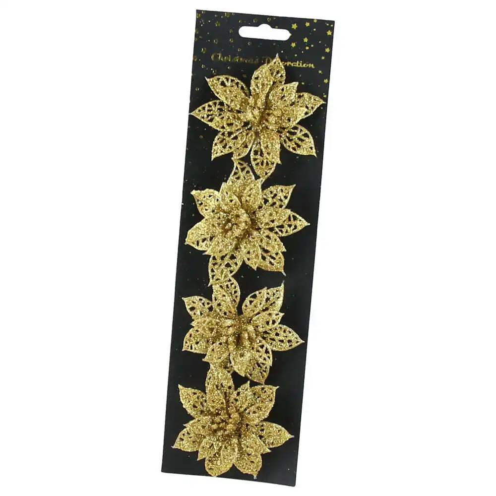 Set 4 ornament brad cu clama Floare 8 CM