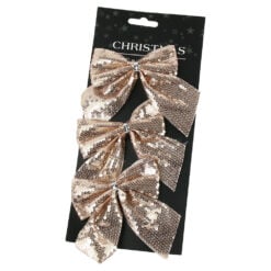 Set 3 fundita cu paiete Rosegold 10 CM