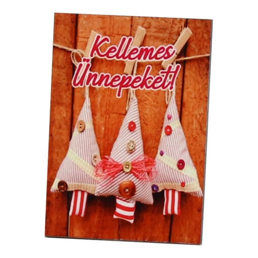 Magnet de frigider din lemn "Kellemes Unnepeket" 5x7 CM