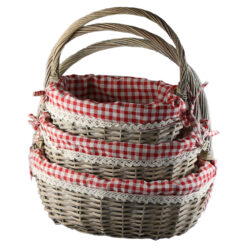 Set 3 cosuri din rachita cu maner si husa 38x28 CM