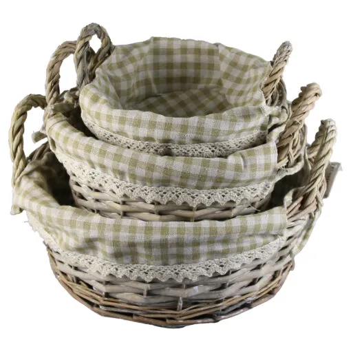 Set 3 cosuri din rachita cu manere si husa 30x11 CM