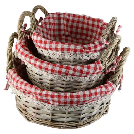 Set 3 cosuri din rachita cu manere si husa 30x11 CM