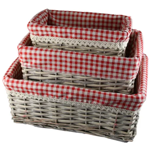 Set 3 cosuri din rachita cu husa 41x29 CM