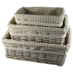 Set 3 cosuri din rachita cu husa 41x29 CM