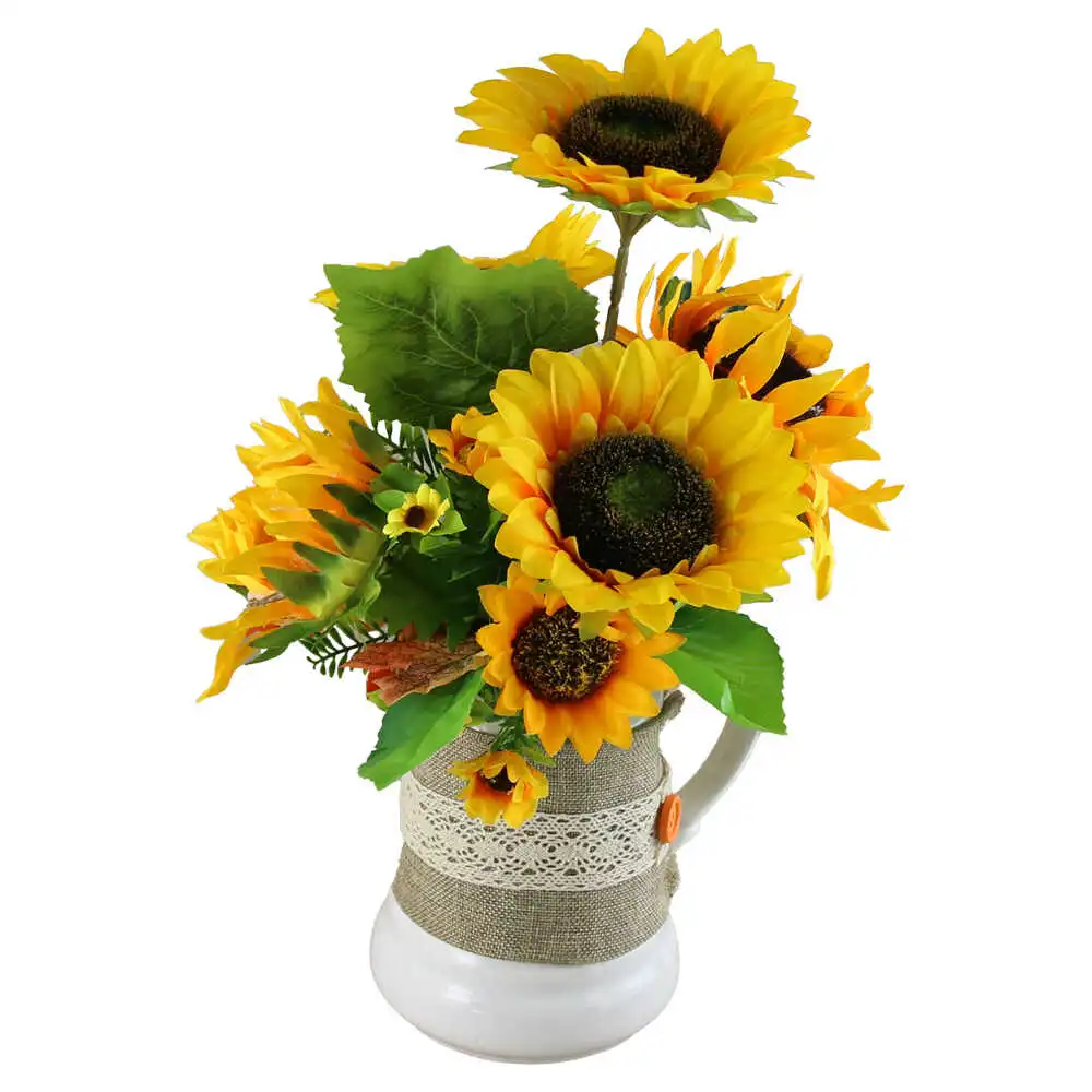 Aranjament de toamna cu floarea soarelui in cana ceramica 40 CM Aranjament de toamna cu floarea soarelui in cana ceramica 40 CM