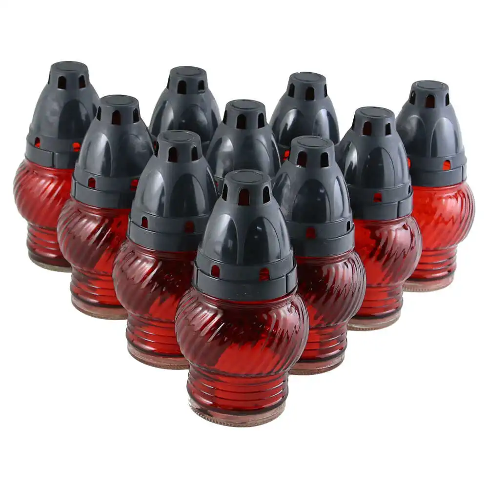Set 10 candela din sticla cu capac 14 CM Set 10 candela din sticla cu capac 14 CM