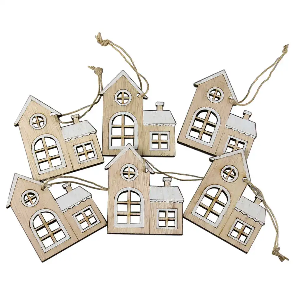 Set 6 ornamente de brad din lemn 5.5 CM