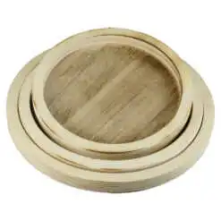 Set 3 platouri rotunde din lemn 26/23/20 CM
