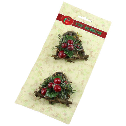 Set 2 ornamente brad Clopotel din rachita 9x7 CM