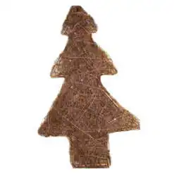 Brad decorativ din nuiele cu leduri aurii 50 CM