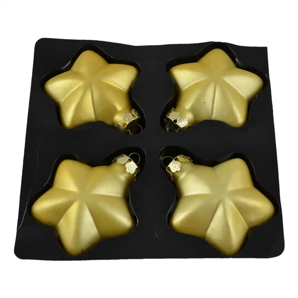 Set 4 globuri pentru brad in forma de steluta realizate din sticla Set 4 globuri pentru brad in forma de steluta realizate din sticla