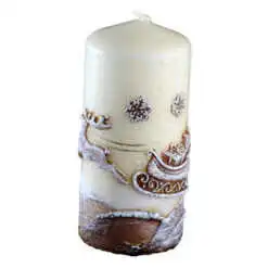 Lumanare de Craciun decorat cu ren 6x14 cm