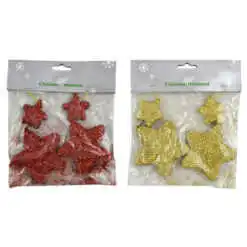 Set 2 ornamente pentru brad Stele cu glitter