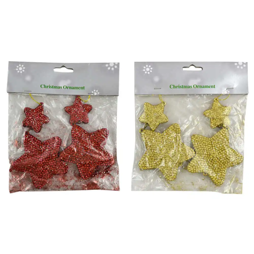 Set 2 ornamente pentru brad Stele cu glitter