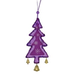 Decoratiune pentru geam in forma de brad cu clopotei - Mov
