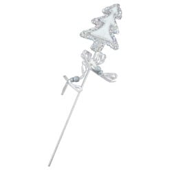 Pick decor Brad cu glitter argintiu 7x30 CM