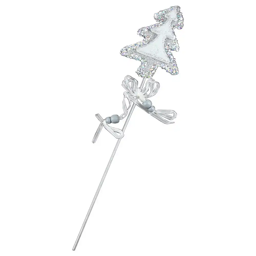 Pick decor Brad cu glitter argintiu 7x30 CM