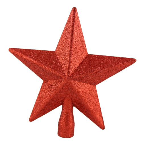 Varf de brad Stea din plastic cu glitter 19 CM