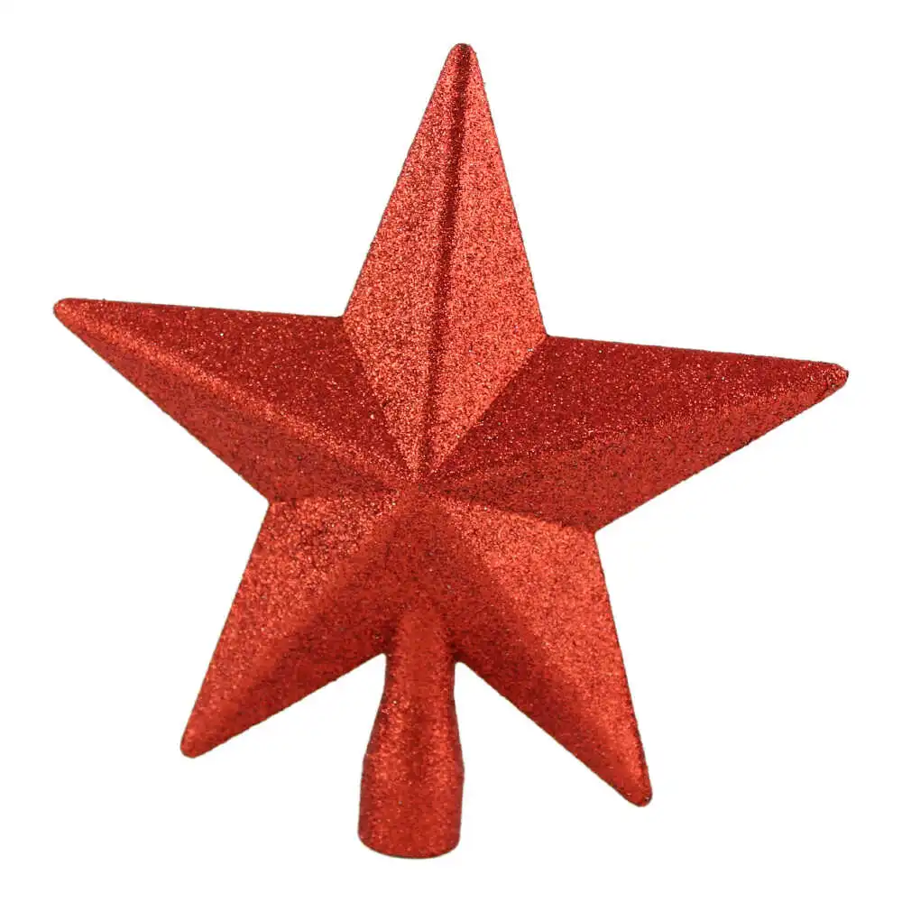 Varf de brad Stea din plastic cu glitter 19 CM Varf de brad Stea din plastic cu glitter 19 CM